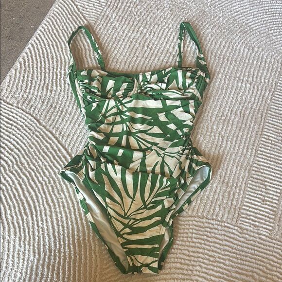 Kate Spade Green Leaf Print One Piece Swimsuit - Picture 1 of 9